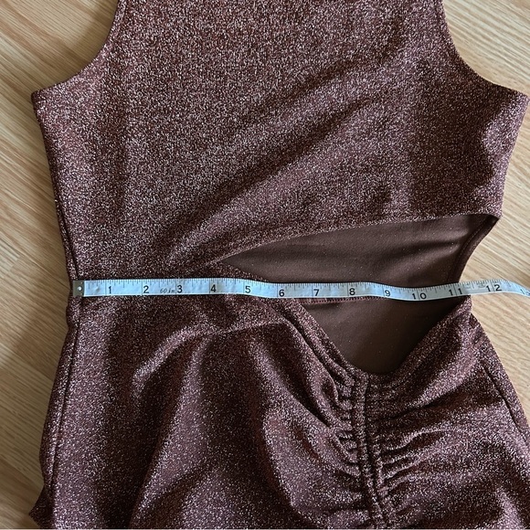 H&M Divided Brown Glitter Ruched Mini Dress Small - Picture 5 of 9